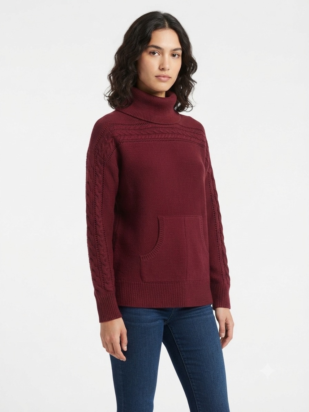 Ovla Cozy Burgundy Cowl Neck Sweater Pullover